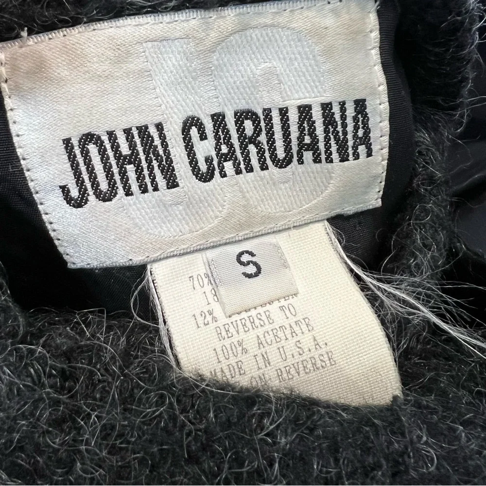 John Caruana Mohair Hooded Jacket Reversible Vintage 80's